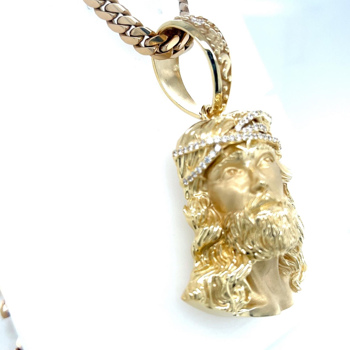 Jesus Christ Gold and Diamond Head Pendant