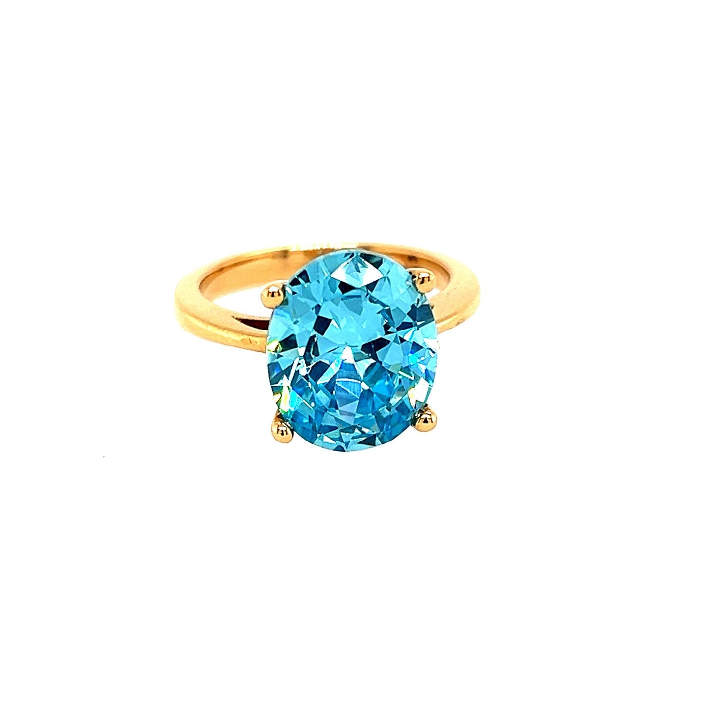 Women's Gold with Aqua Stone Ring