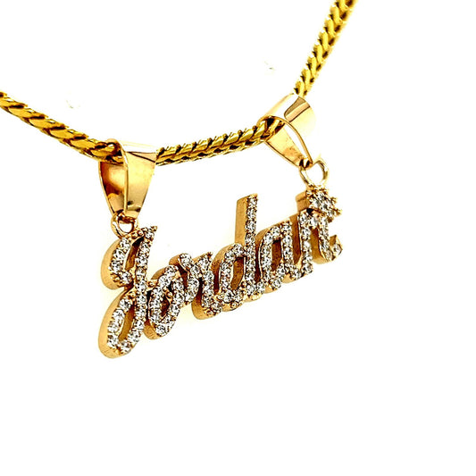 Women's Gold and Zirconia Name Pendant Jordan