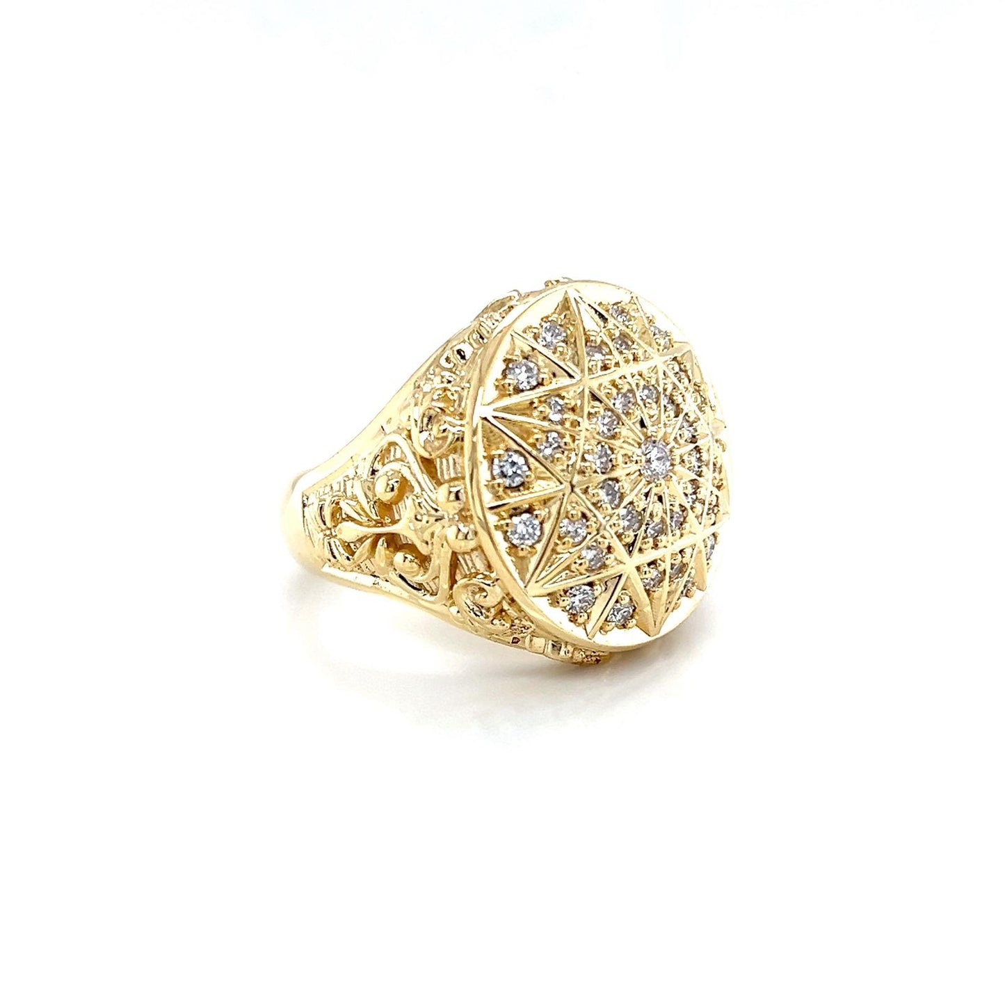 Men's Geometrical Rosetta Gold and Diamond Ring