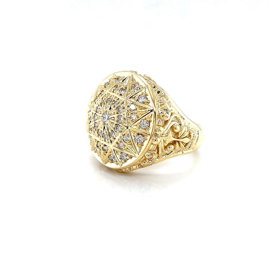 Men's Geometrical Rosetta Gold and Diamond Ring