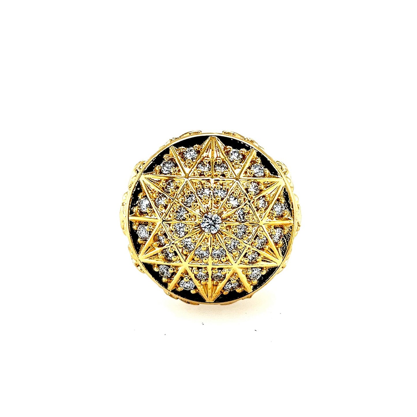 Men's Geometrical Rosetta Gold and Diamond Ring