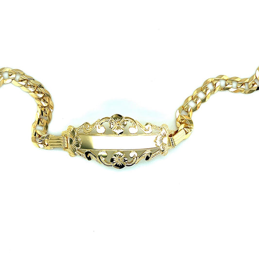 14K Customizable Gold Name Bracelet with Chain Link