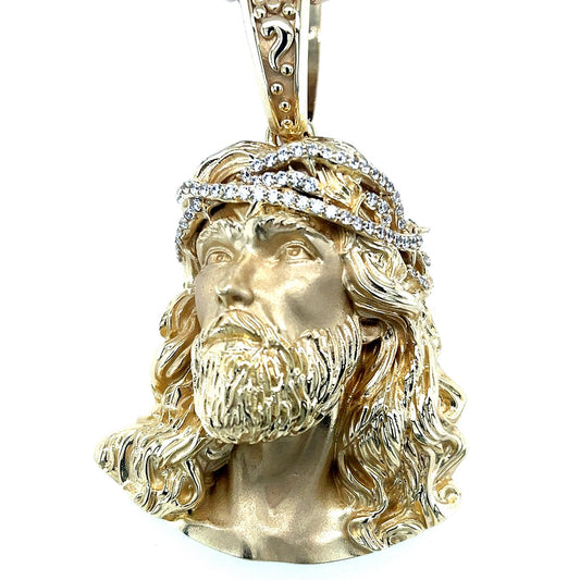 Jesus Christ Gold and Diamond Head Pendant