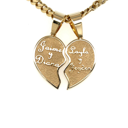 Gold Personalized 2 Piece Heart Couples Pendants