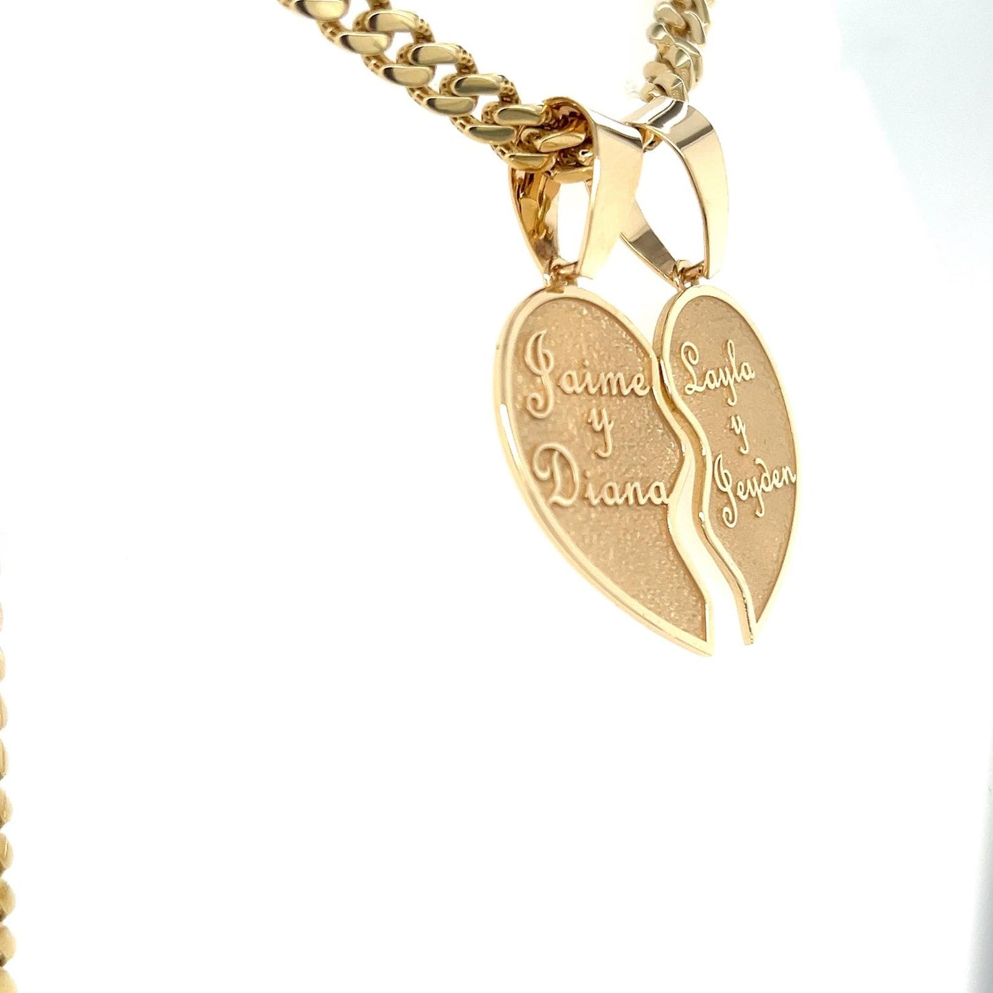 Gold Personalized 2 Piece Heart Couples Pendants