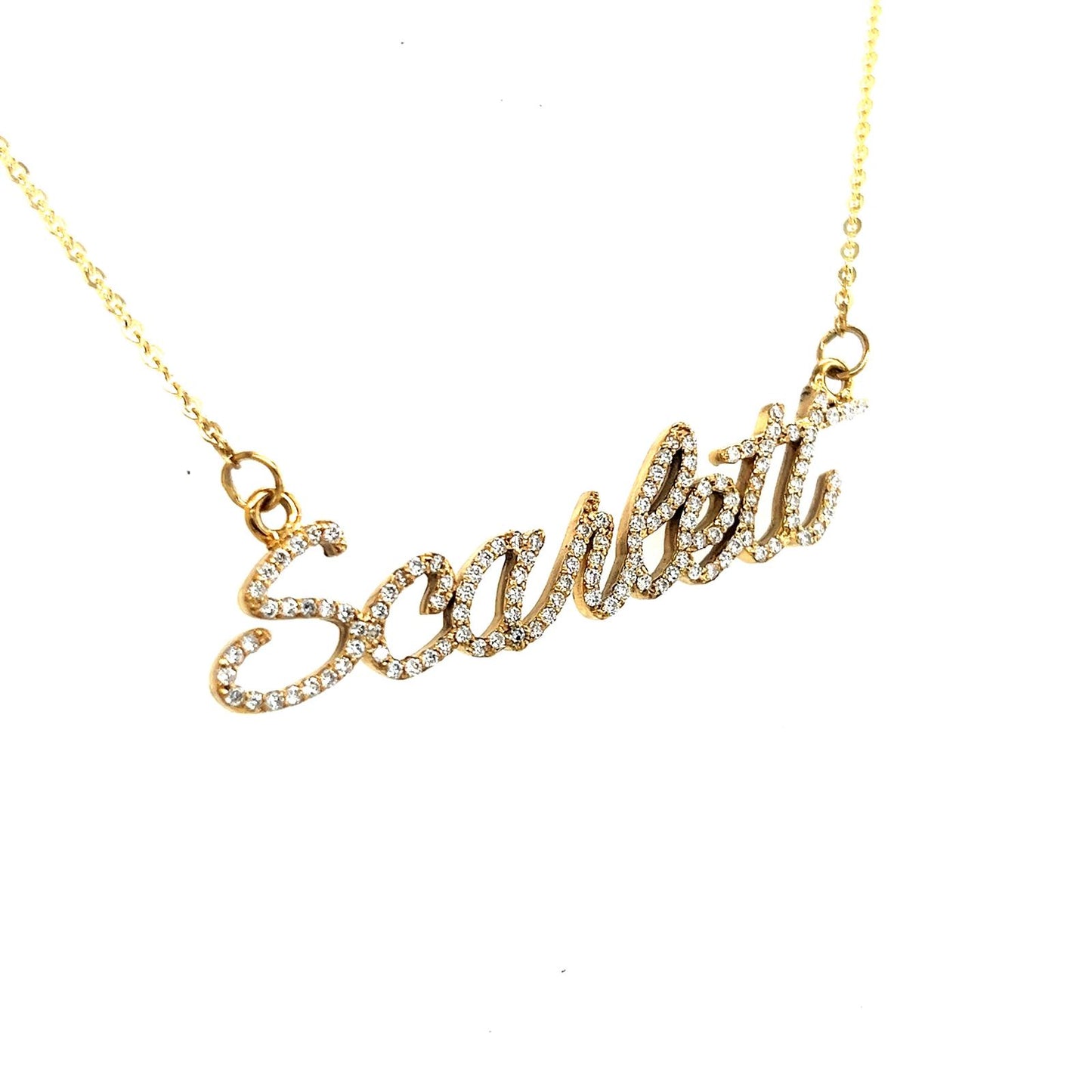 Women's Gold and Zirconia Name Pendant Scarlett