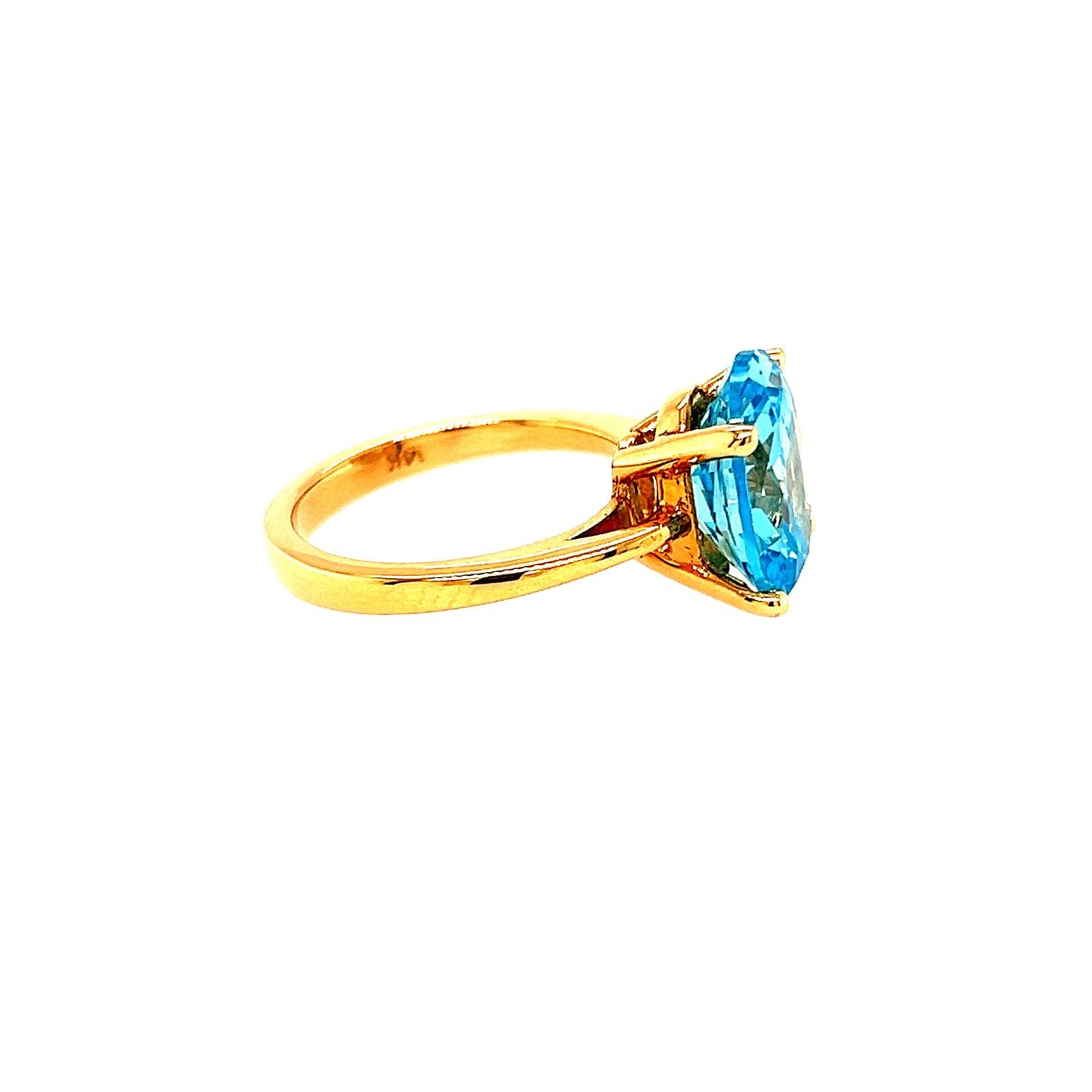 Women's Gold with Aqua Stone Ring