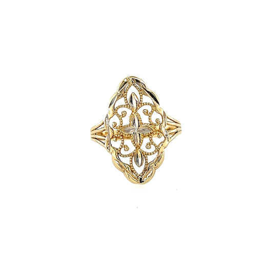 Women's Gold Almond Shape Lattice Ring