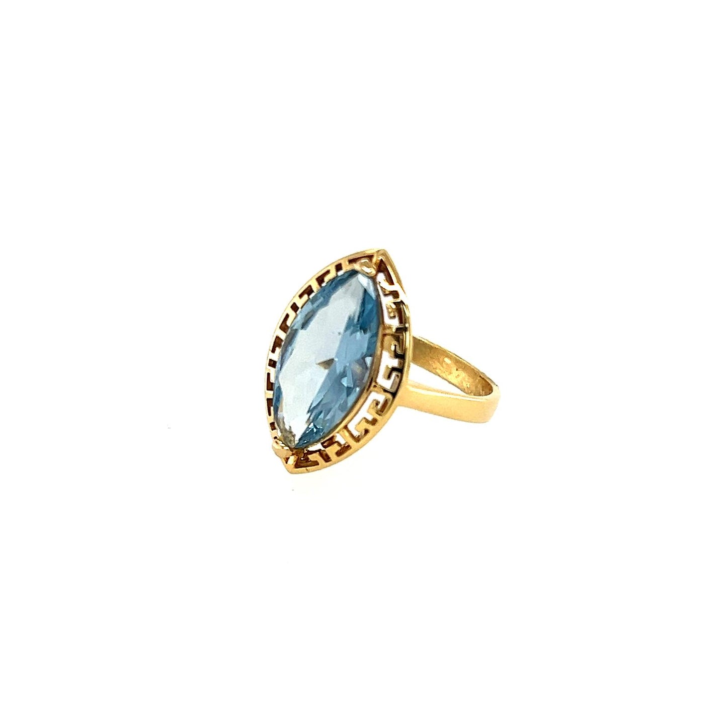 Women's Gold Almond Shape Blue Stone Ring