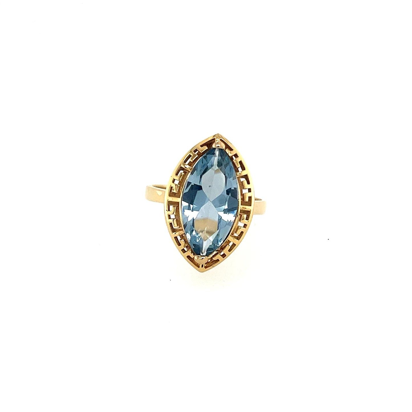 Women's Gold Almond Shape Blue Stone Ring